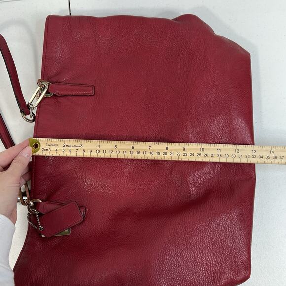 Coach Madison Bag North/South Large Tote Pebbled Leather in Scarlet Red Purse - Picture 16 of 16